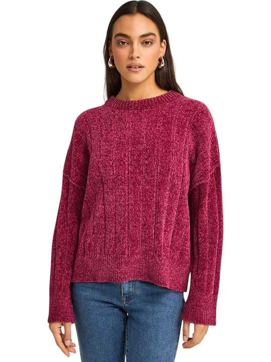 Funky Buddha Damen Langarm Pullover Gestreift Lila