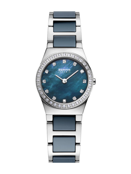 Bering Time Women's Watch with Blue Metal Bracelet