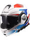 LS2 Advant X FF901 Nova Gloss White/Blue/Red Motorcycle Helmet Flip-Up ECE 22.06 1600gr with Pinlock and Sunvisor