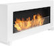 Bioethanol Fireplace Floor White 90cm Box Glass