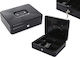 Metal Cash Box Compartments 2 Keys Black