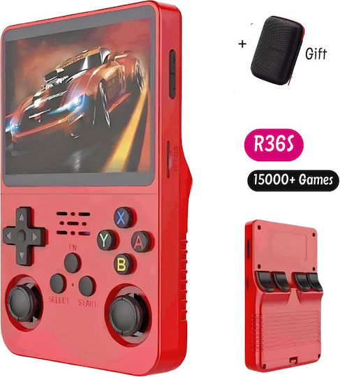 Retro Handheld-Konsolen R36S 3.5" IPS Mit Doppeltem RAM-Chip Mit 15.000 Kinder-Videospiele 64GB ArKOS 2.0 Rotes