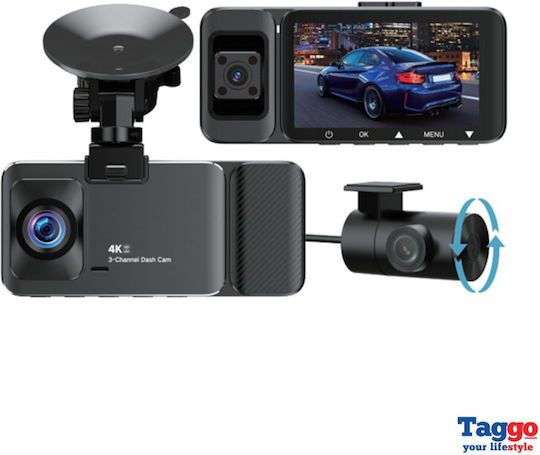 Taggo Set Autokamera DVR 4K mit Bildschirm 3" & Rückfahrkamera