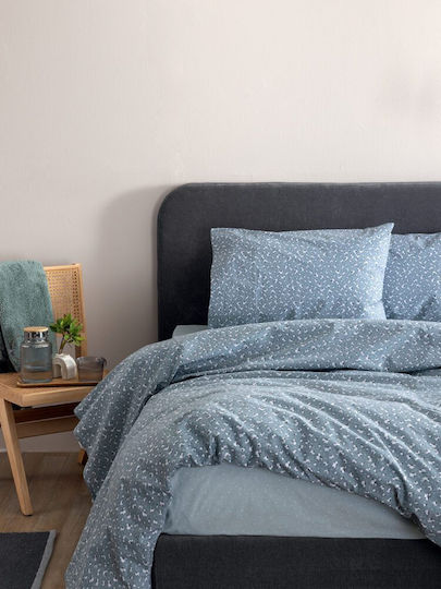 Palamaiki Duvet Cover Set Cotton Single with Pillowcase 170x250 Fl6290 Blue