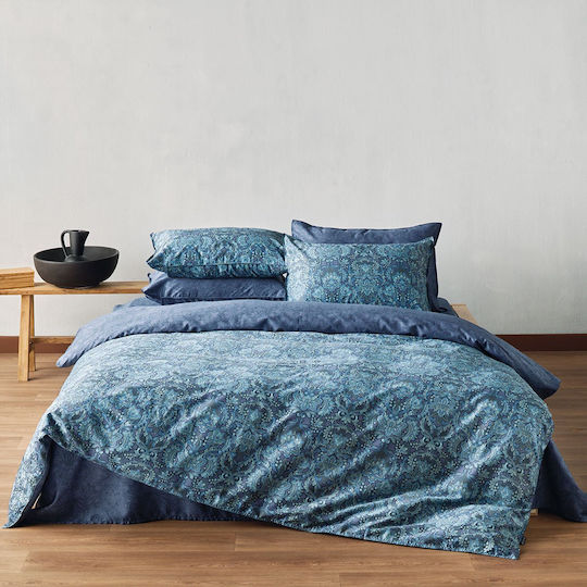 Kentia Комплект Плик за Завивка Памучен Кинг Сайз с 2 Калъфки 260x240 Sharif Blue - Veraman