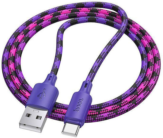 Hoco Χ116 Geflochten USB 2.0 Kabel USB-C männlich - USB-C Lila 1m