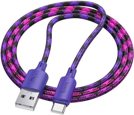 Hoco Χ116 Braided USB 2.0 Cable USB-C male - USB-C Μωβ 1m