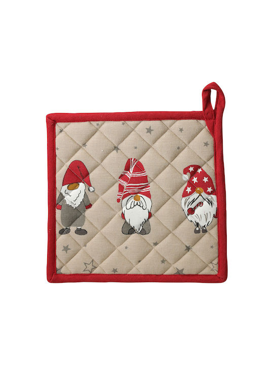 Christmas Oven Mitt Fabric Beige L20xW20cm.