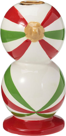 Christmas Ceramic Green Candlestick 15x9cm
