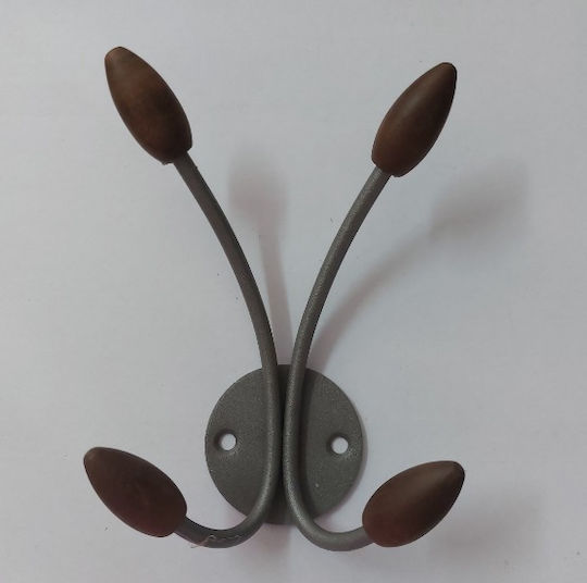 Wandhalterung Metall 4 Haken Graue 9.5x14x14cm