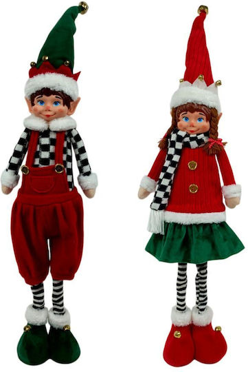 Due esse Figurină de Crăciun Elf Roșu-Verde 75cm 2 Modele