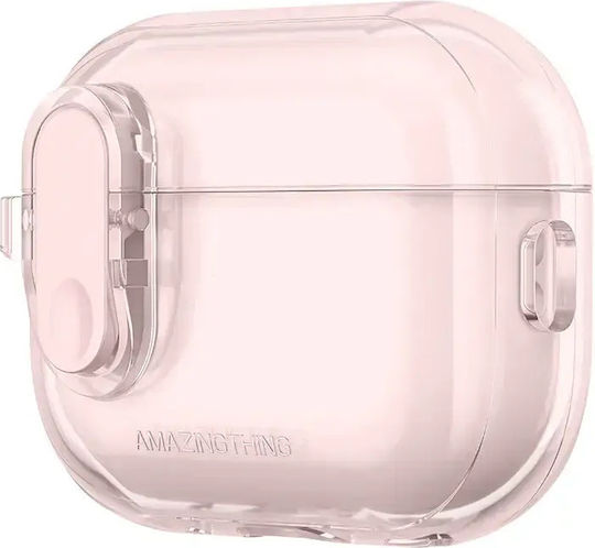 AmazingThing Minimal Θήκη Σιλικόνης με Γάντζο σε Ροζ χρώμα για Apple AirPods Pro