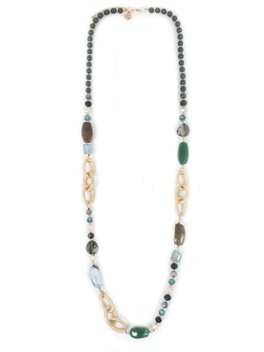 Doca Necklace Crystal Aluminum Long Brown Pattern with Stones 81983