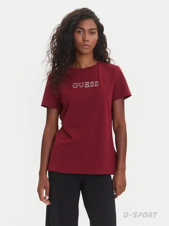 Guess Women's T-shirt Burgundy