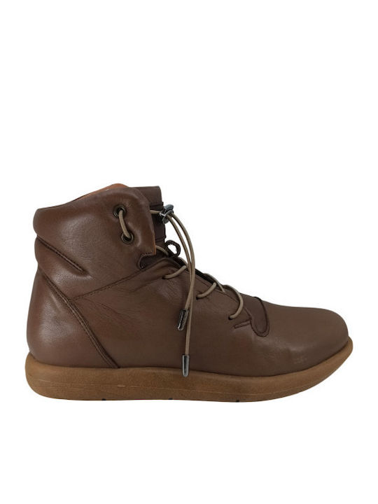 Boxer Leder Stiefeletten Damen Braun
