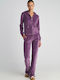 Damen Sweatshirtjacke Samt Kapuzen Purple