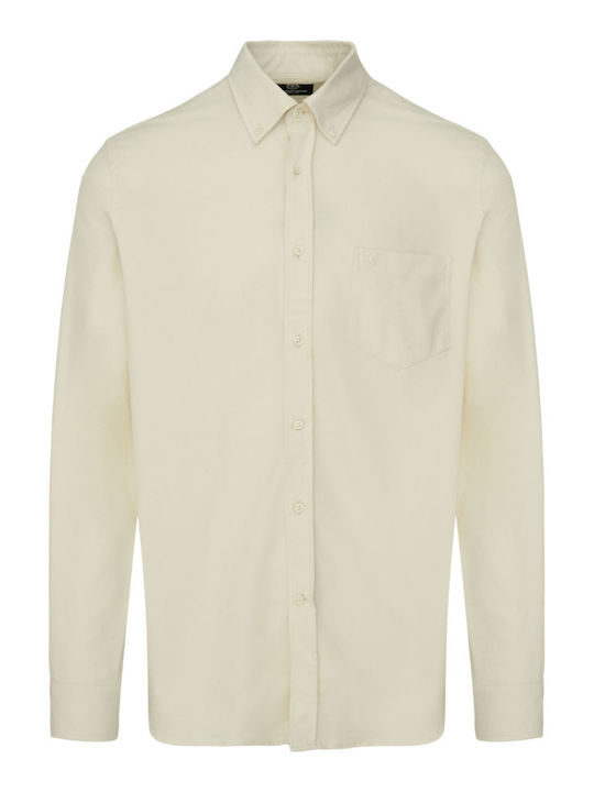 The Bostonians Long Sleeve Corduroy Shirt Ecru