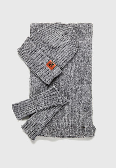 Beanie Beanie with Rib Knit in Gray color