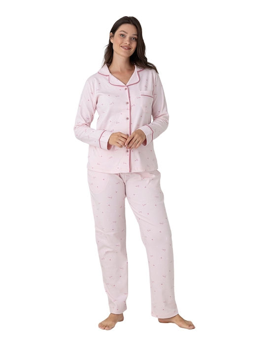 Pijamangel Winter Damen Pyjama-Set Pink