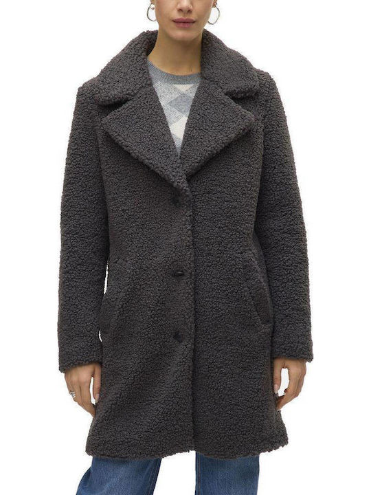 Vero Moda Γυναικείο Ανθρακι Παλτό Teddy