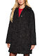 Women's Black Coat Teddy with Buttons