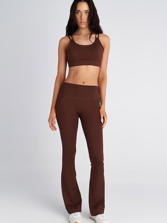 High Waist Sweatpants Flared Brown