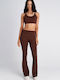 High Waist Sweatpants Flared Brown