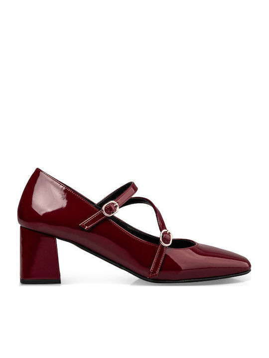 Pumps mit Riemchen Burgundisch