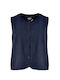 Short Women's Vest with Buttons Blue