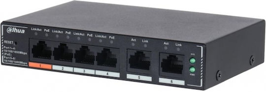 Dahua SG4006P Управление на L2 PoE Switch с 4 Портове Гигабитови (1Gbps) Ethernet и 2 SFP Портове