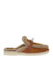 Flach Wildleder Mules in Tabac Braun Farbe