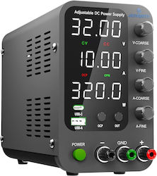 Лабораторно Захранване 32 V 10 A DC Фино Грубо Настройване Чрез Енкодер USB-C USB-A 20 W Защита От Претоварване OCP Охлаждащ Вентилатор AC115V/230V Вход Jesverty