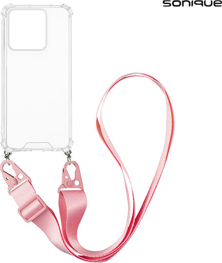 Θήκη Σιλικόνης Strap Sonique Armor Clear Motorola Edge 60 Fusion 5g Ροζ