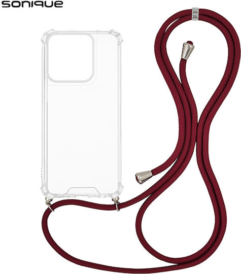 Silicone Case With Lanyard Sonique Armor Clear Motorola Moto G56 5g Bordeaux