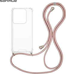Θήκη Σιλικόνης Κορδόνι Sonique Armor Clear Motorola Edge 50 Pro 5g Ροζ Χρυσό Σατινέ