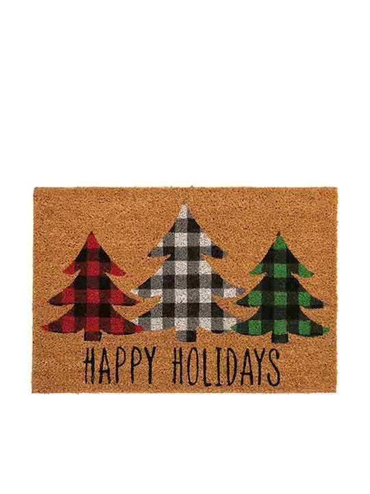 Nef-Nef Homeware Entrance Mat made of Coir with Anti-slip Backing Trees Of Joy Beige 40x60cm