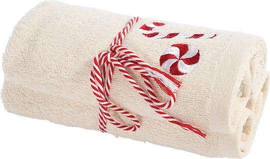 Nef-Nef Homeware Χεριών Sweet Christmas 30x50εκ. Ecru 2τμχ Βάρους 400gr/m² Nef-Nef Homeware Χεριών Sweet Christmas 30x50εκ. Ecru 2τμχ Βάρους 400gr/m²