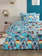 Palamaiki Sheet Set Single Cotton MK771 Blue 170x260cm 3pcs