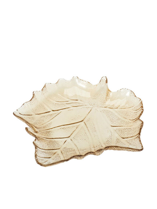 K-M Leaf Διακοσμητικό Μπωλ Γυάλινο 26.3x25.5x4cm