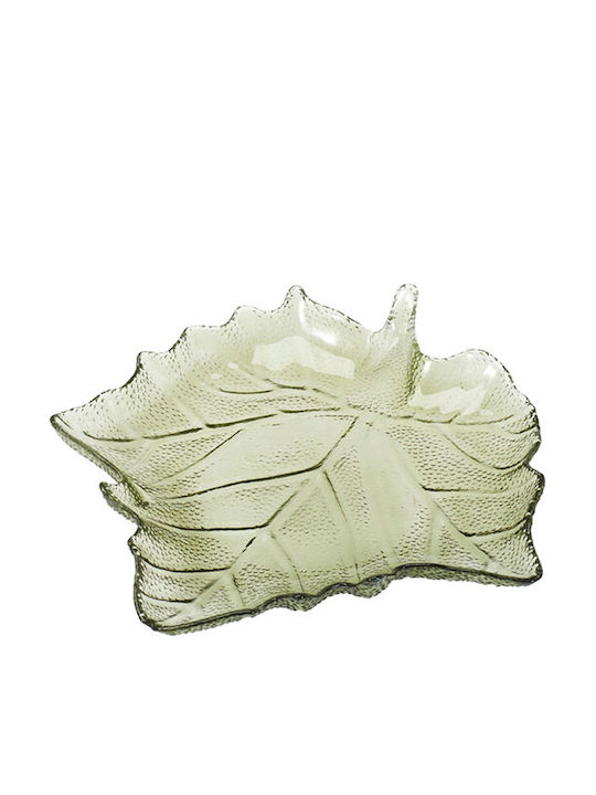 K-M Leaf Διακοσμητικό Μπωλ Γυάλινο Πράσινο 26.3...