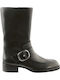 Leder Stiefeletten Damen Schwarz
