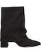 Suede Women's Ankle Boots with Medium Heel Black