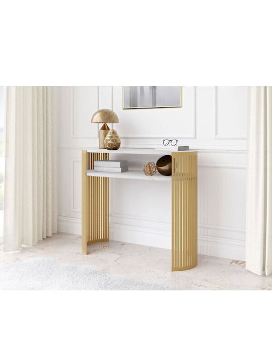 Oswego 145 Konsole White Marble, Gold L100xB30xH86cm