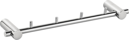 Bronze Art Bathroom Hook Rail 4 Prongs Wall-Mounted with Screws 25x6cm Inox Silver