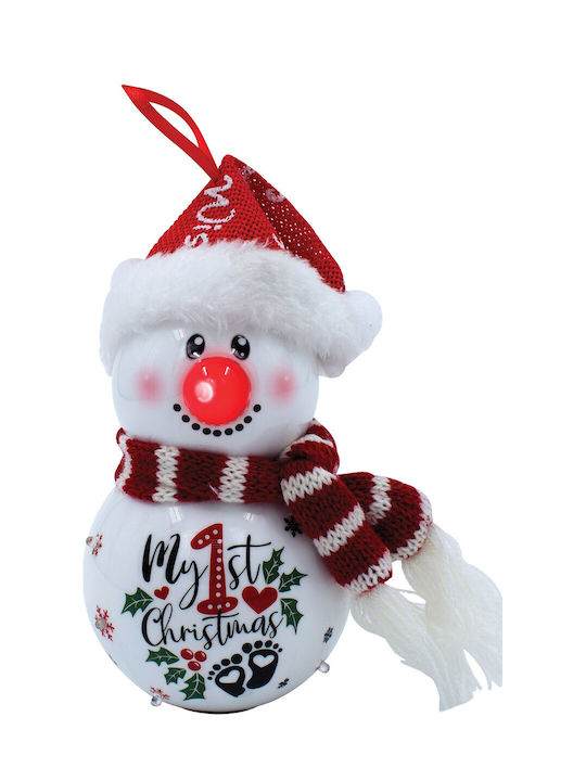 Lianosxmas Червена Пластмасова Коледна Топка My First Christmas LED Светлина Батерия 8 X 8 X 15см 224289