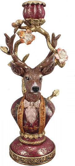 Zaros Christmas Burgundy Candlestick 30.5x13cm