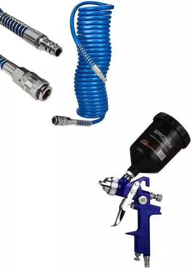 Kit De Vopsit Format Din Pistol De Vopsit Cu Aer 600ml Furtun 20m D2115+d677
