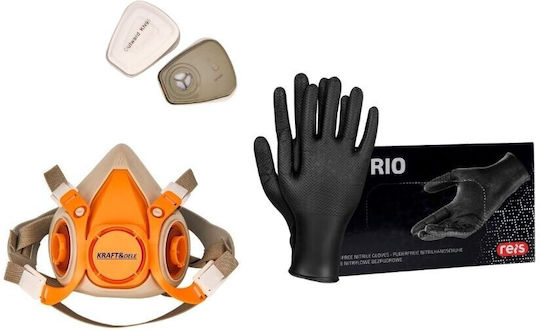 Kit Protecție Pentru Vopsitor Mască Filtru Mănuși Din Nitril D10030+rnitrio Mărimea S