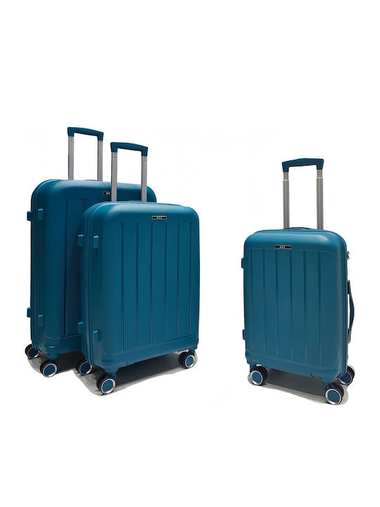 Felbags Travel Suitcases Hard Petrol with 4 Wheels Set of 3 Pieces