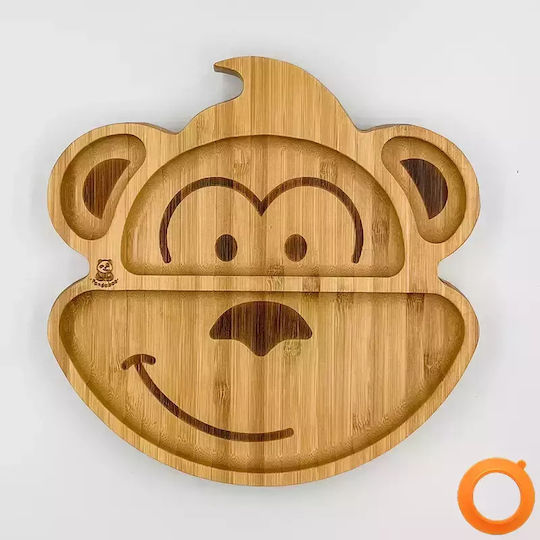 Pandaboo Baby Food Plate made of Bamboo Orange